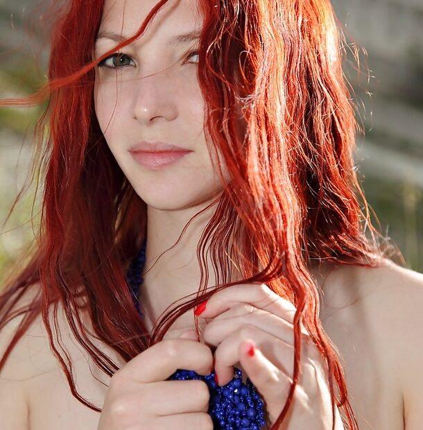 Redhead Beauty Nalli A Wearing Only A Necklace